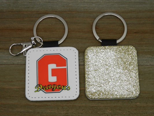 GHS Gold Glitter Square Key Chain